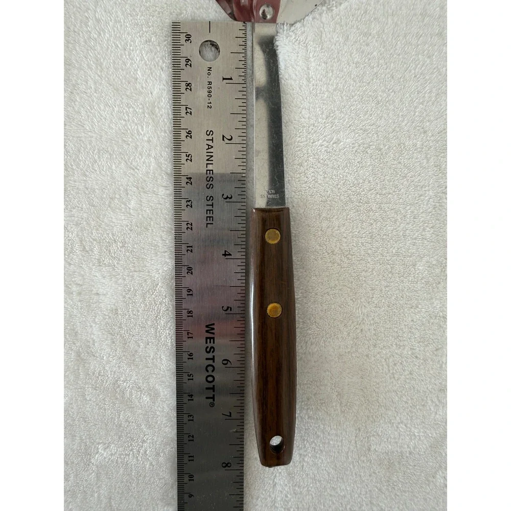 Vintage Cooking Spatula Turner Stainless Made in USA Faux Wood Handle‎
